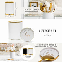 Load image into Gallery viewer, Luxury White Silicone and Gold Stainless Steel Kitchen Utensils Set – 13 Pieces