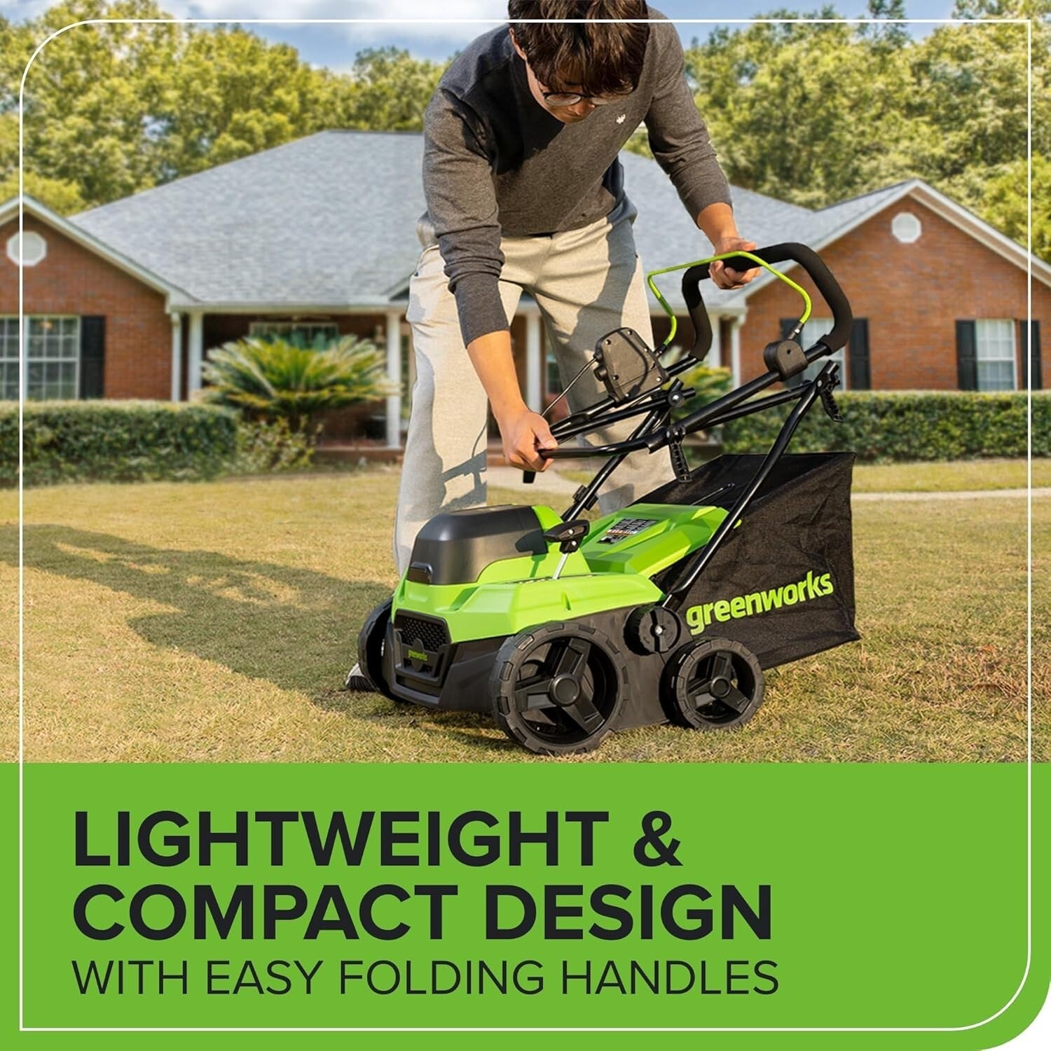 Multi-Function Lawn Dethatcher with 14-Inch Cutting Width & 5 Depth Settings
