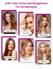 Load image into Gallery viewer, Professional Heat-Up Flat Iron &amp; Curling Iron: 12 Temp Settings &amp; Mat Included