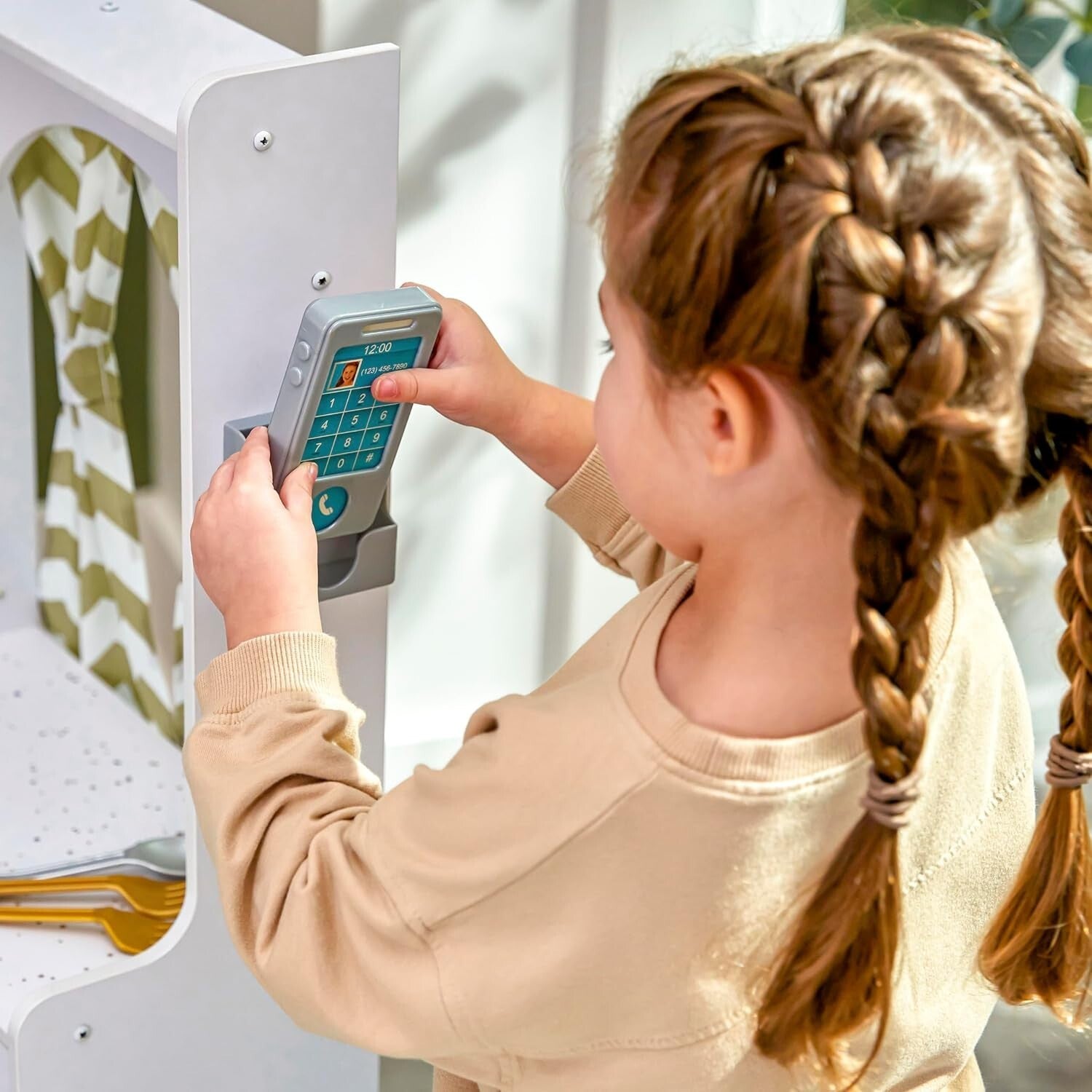 Deluxe Wooden Play Kitchen Set with Lights & Sounds - Perfect for Small Spaces