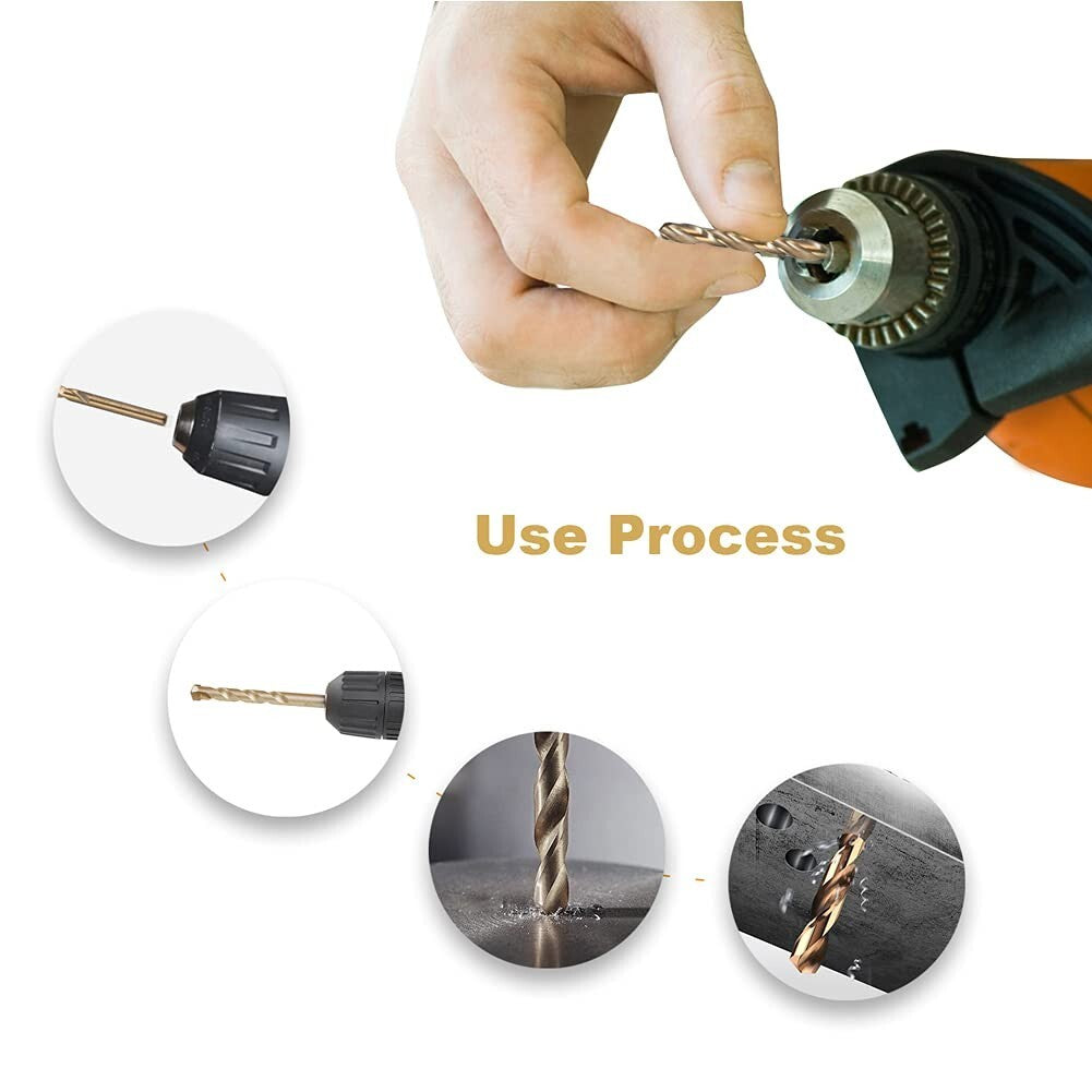 Durable 115PC Cobalt Drill Bit Set with Round Shank for Enhanced Drilling Power