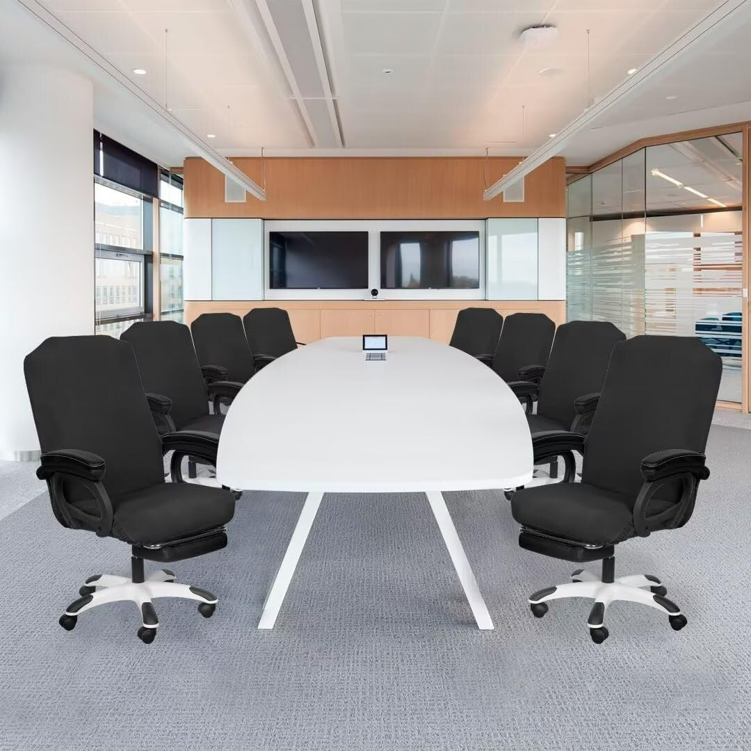 Universal Black Stretch Chair Covers - 4 Pack Machine Washable Office Slipcovers