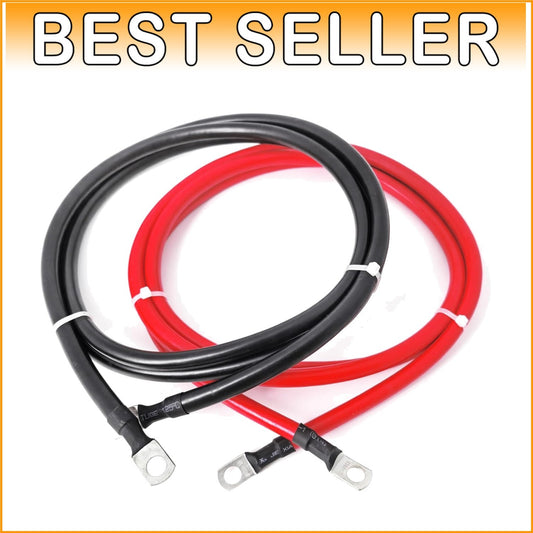 Essential 2 AWG Battery Cables - 5FT Pure Copper for Solar, RV, and Marine Needs