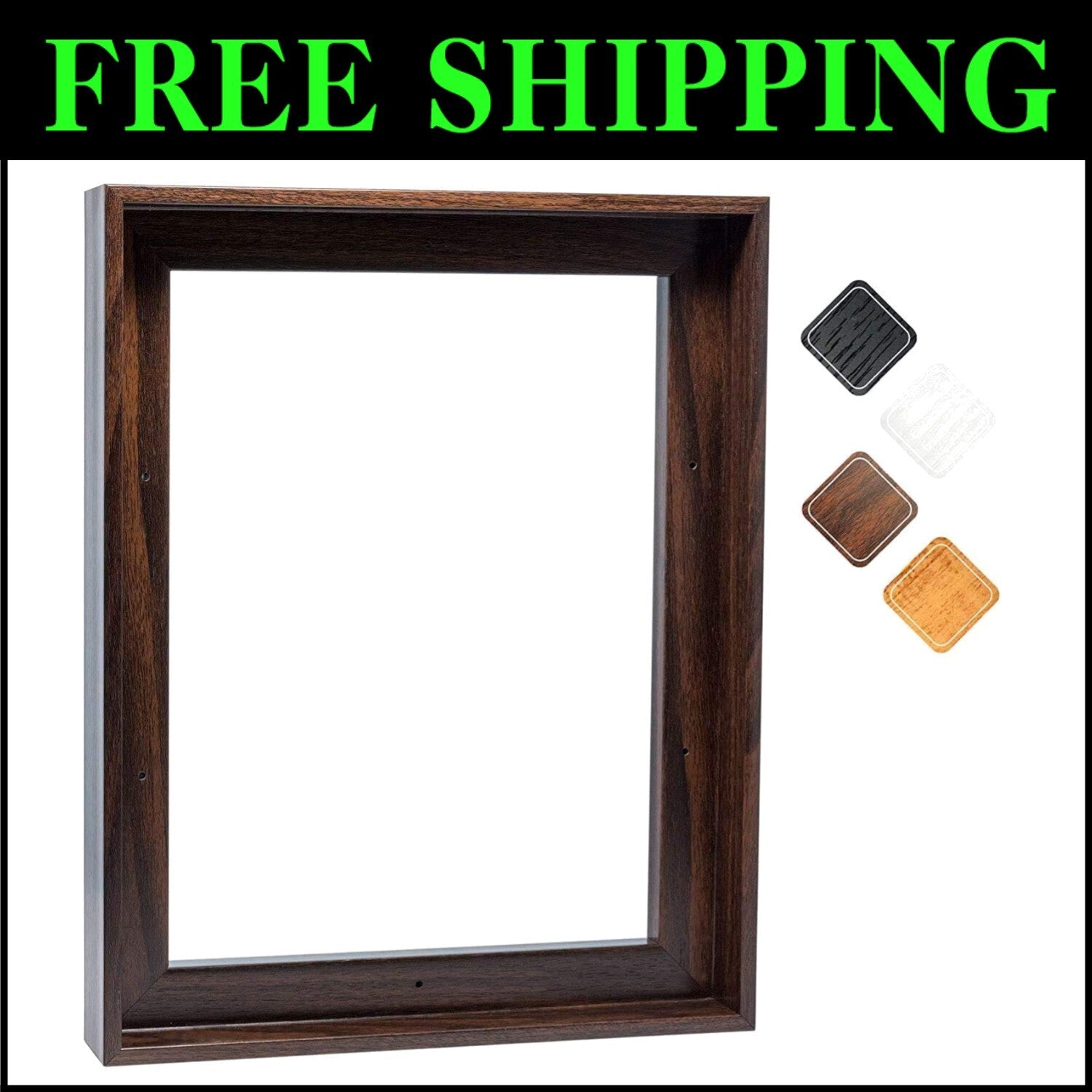 Artistic Dark Brown Floater Frame - Showcase 16x20 Canvas Paintings Effortlessly