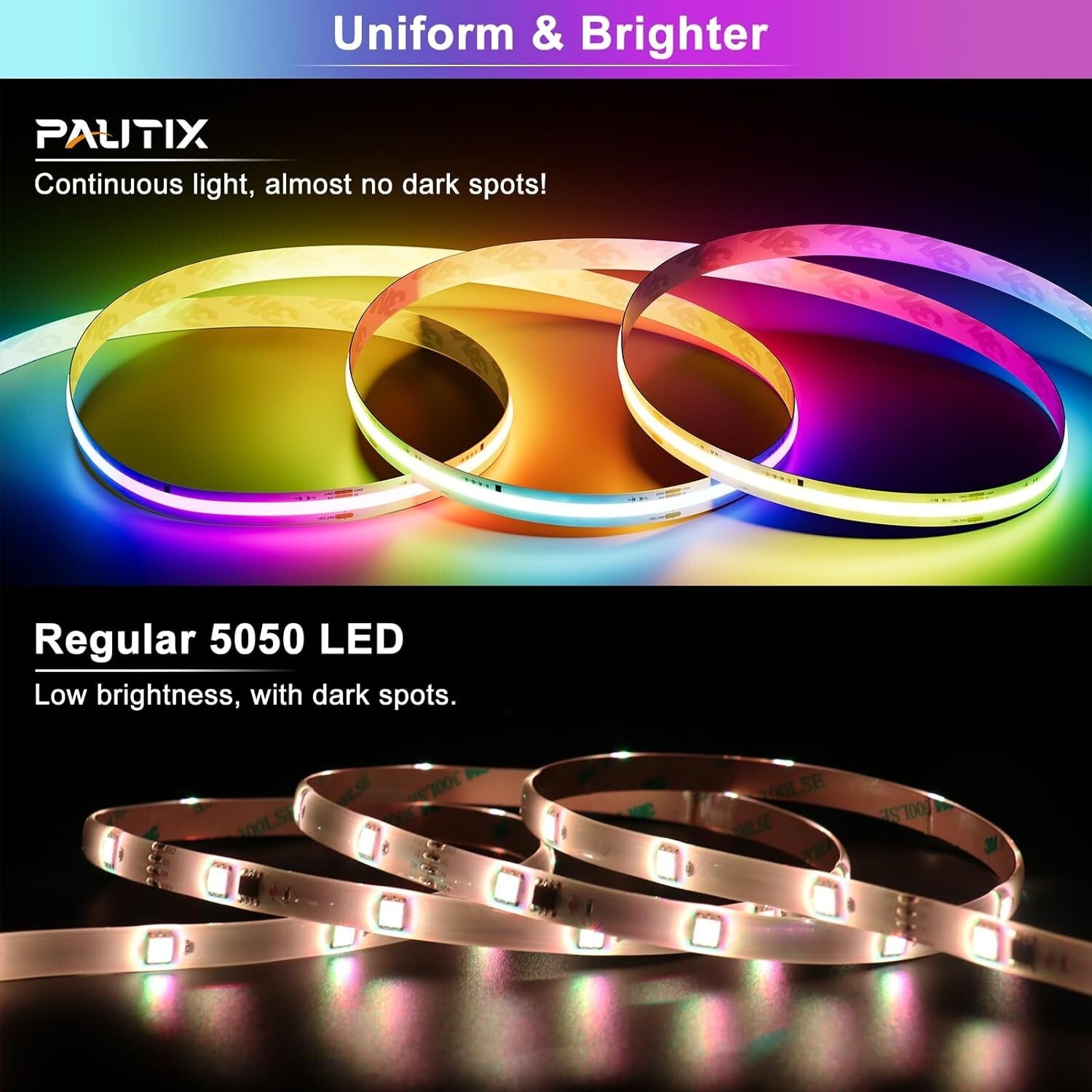 Flexible 16.4ft RGB Smart LED Strip; Music Sync & Timer Functions Included