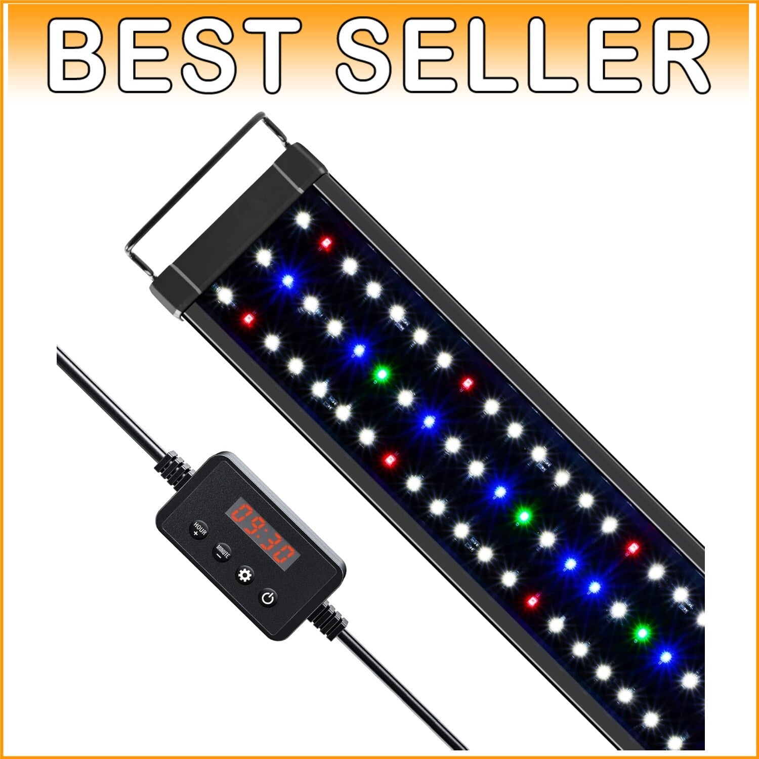 Adjustable Full-Spectrum LED Aquarium Light for Fish Tanks - Black & Multi-Color