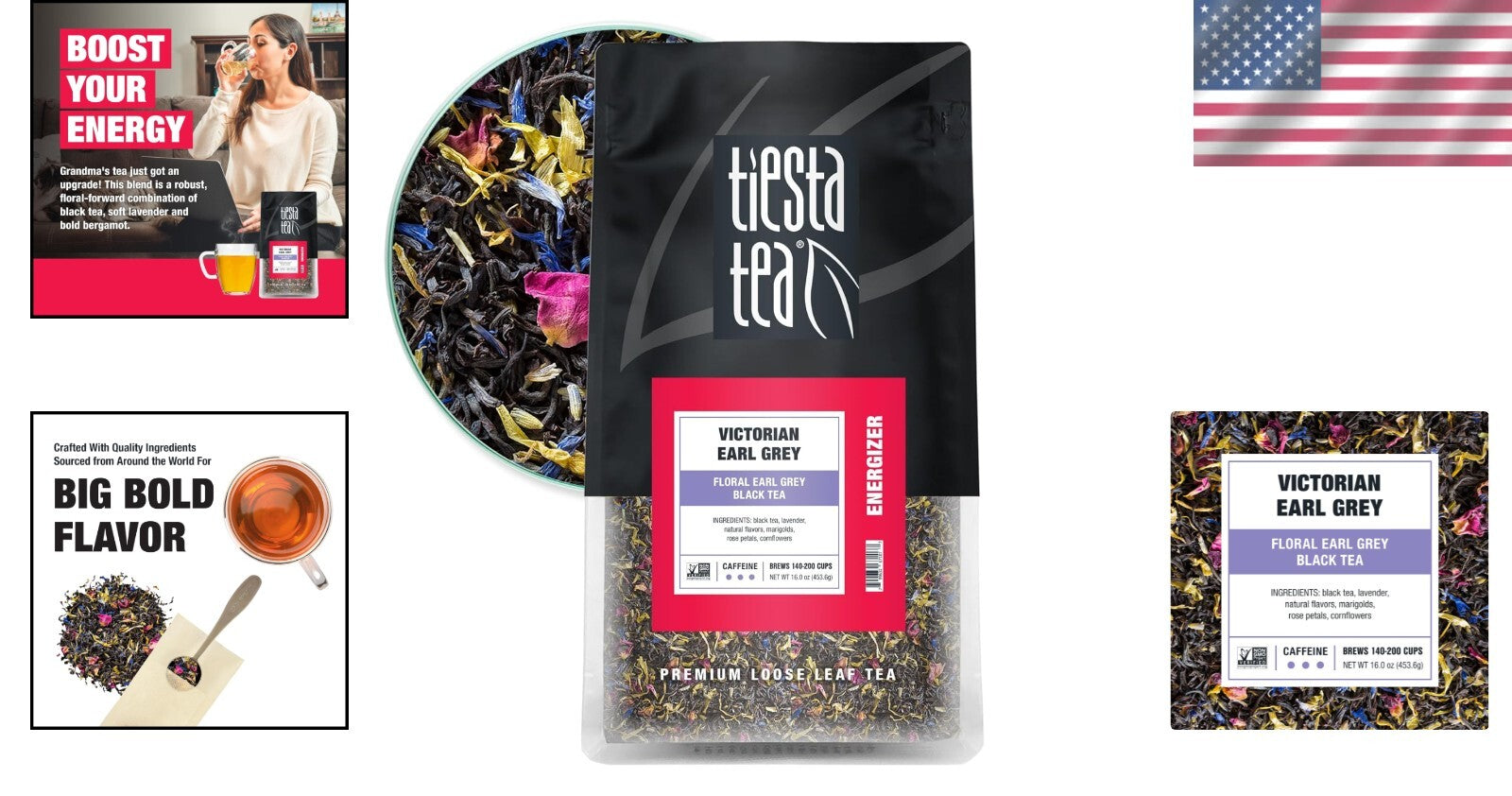 Floral Earl Grey Loose Leaf Tea - Premium Blend in Resealable 16oz Pouch