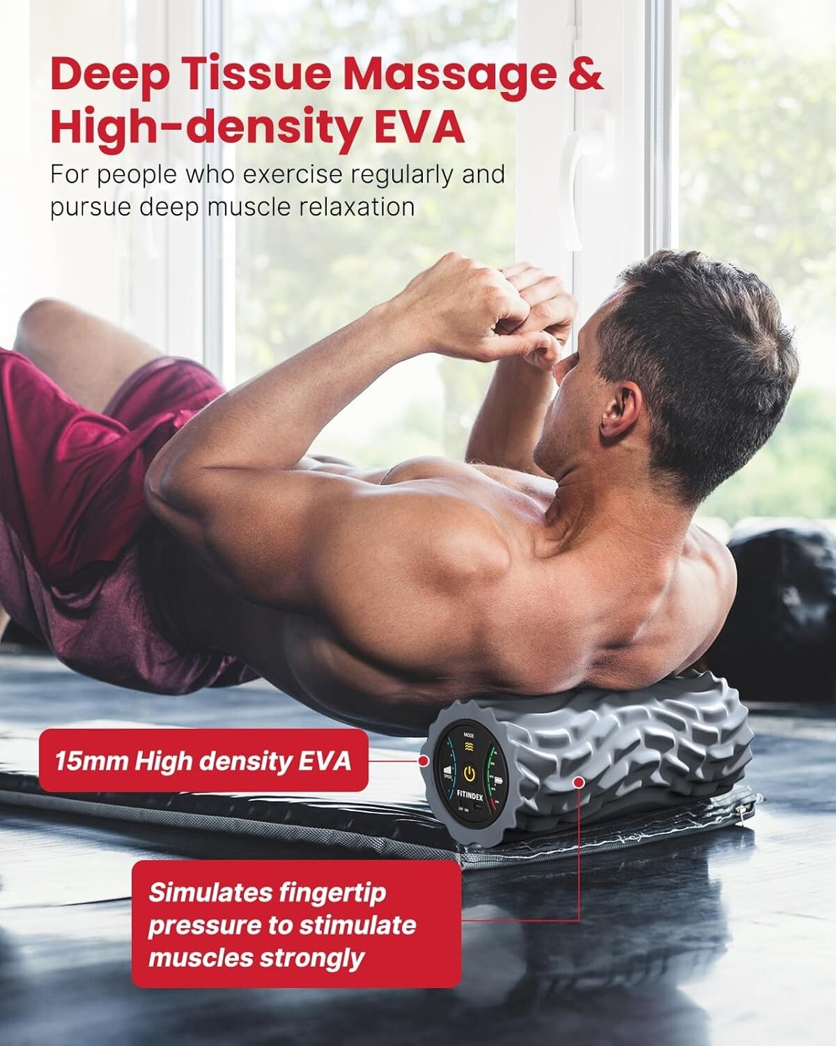 Dynamic Foam Roller with 3 Density Settings - Rechargeable & Travel-Friendly