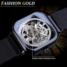 Load image into Gallery viewer, Elegant Men's Skeleton Wristwatch with Flower Movement Carving &amp; Stainless Steel