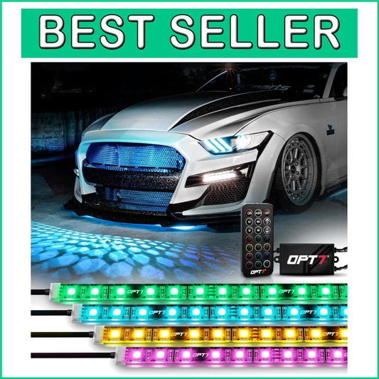 Aura 4PCS Multi-Color LED Strip Lights with Remote for Cars & SUVs - Waterproof