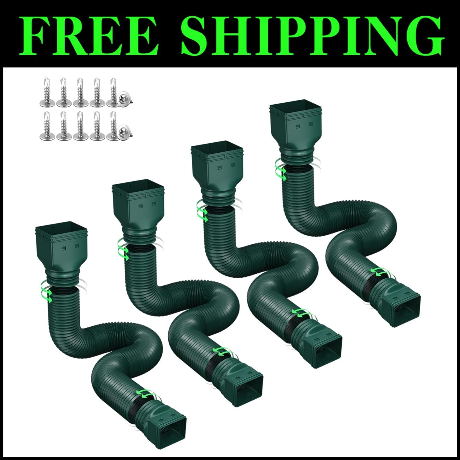 Sturdy Rain Gutter Downspout Extensions - 4 Pack for Effective Drainage