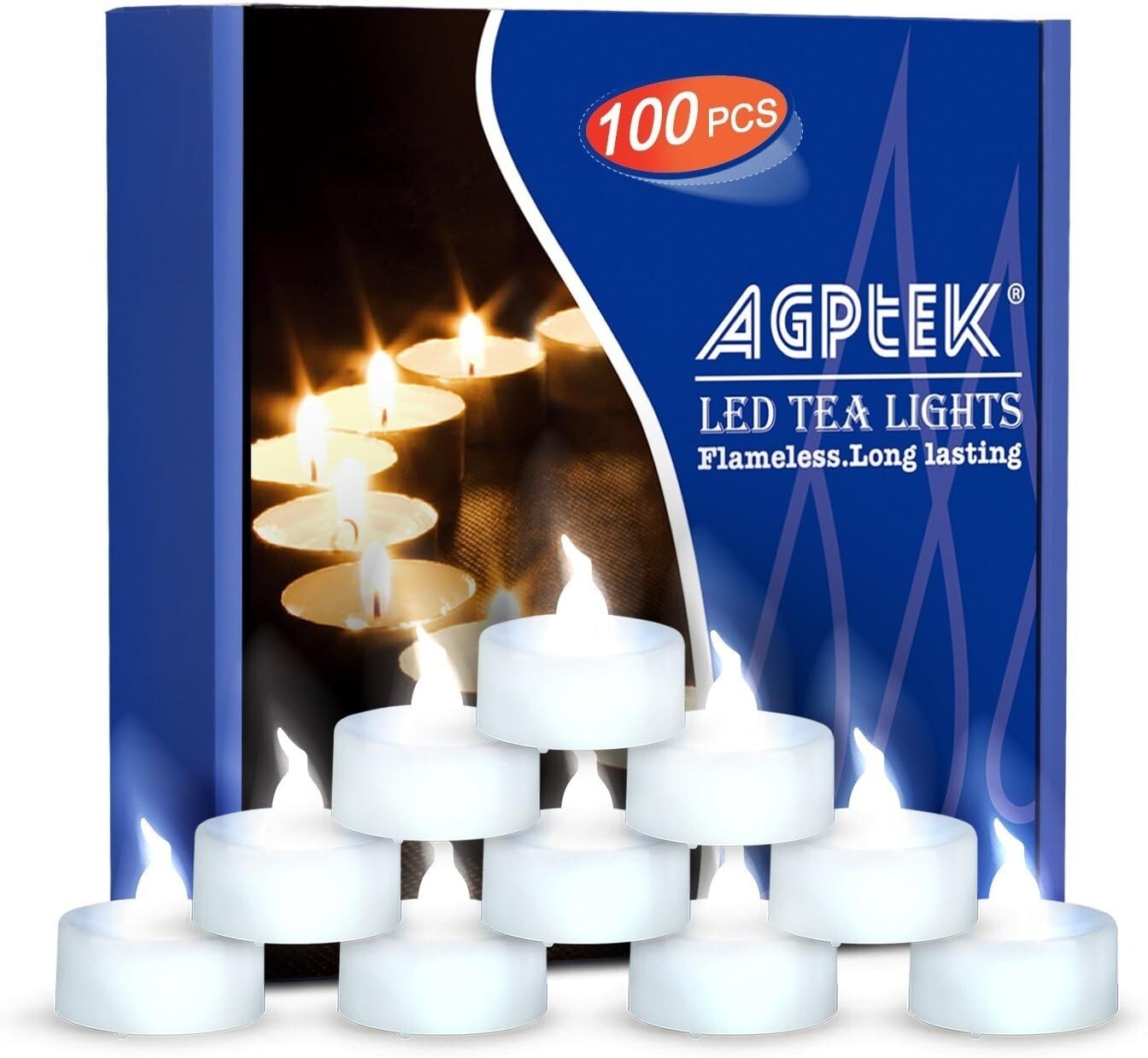 100 LED No-Flicker Tealight Candles - Cool White for Wedding & Home Decor