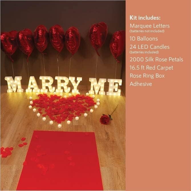 Complete Engagement Decor Kit with Red Carpet, Lights, and Romantic Flowers