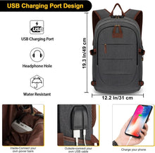 Load image into Gallery viewer, Secure and Stylish Canvas Laptop Backpack with Headphone Port - 20 x 11.8 Inch