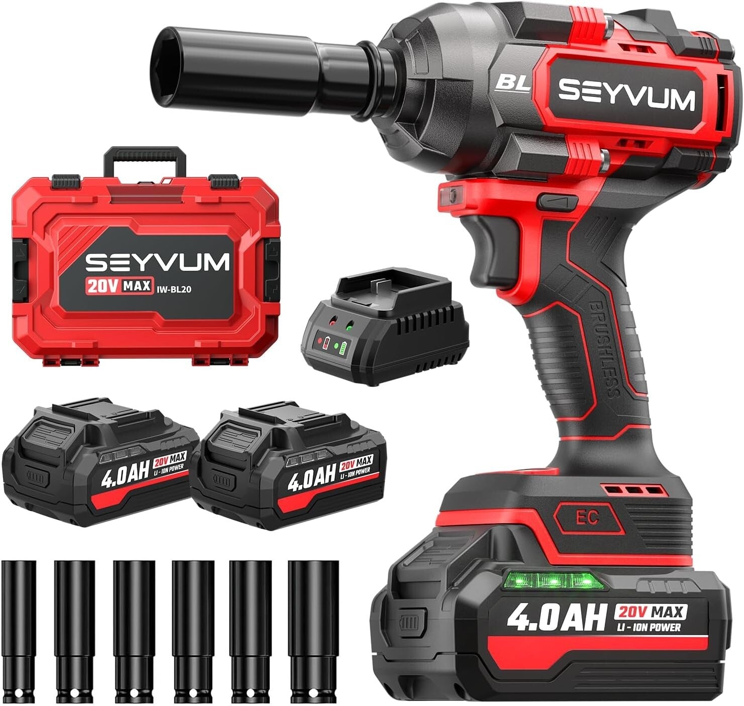 20V Cordless Electric Impact Driver - 3500 RPM, LED Light & 6 Sockets Included