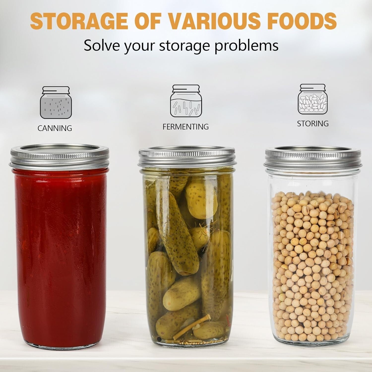 Durable Lead-Free 24oz Glass Jars - 12 Pack with Airtight Lids for Food Storage