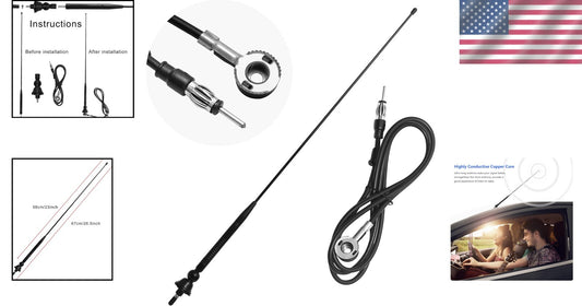 Durable 26.5-Inch Marine Radio Antenna for FM/AM - Strong 15-Mile Range