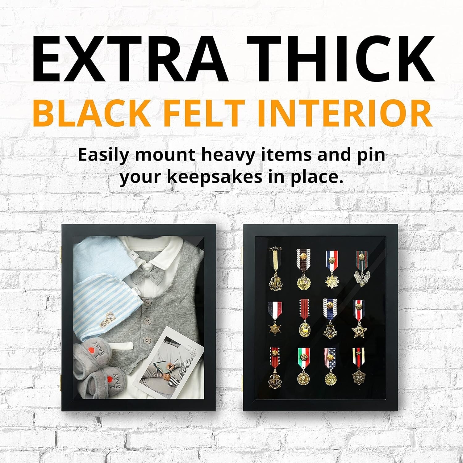 Hinged Military Shadow Box with Clear Glass - Elegant 14” x 17” Display Case