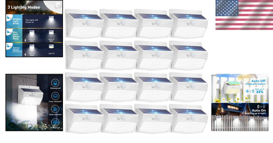 16-Pack Solar Motion Sensor Outdoor Lights - Waterproof & Energy Efficient