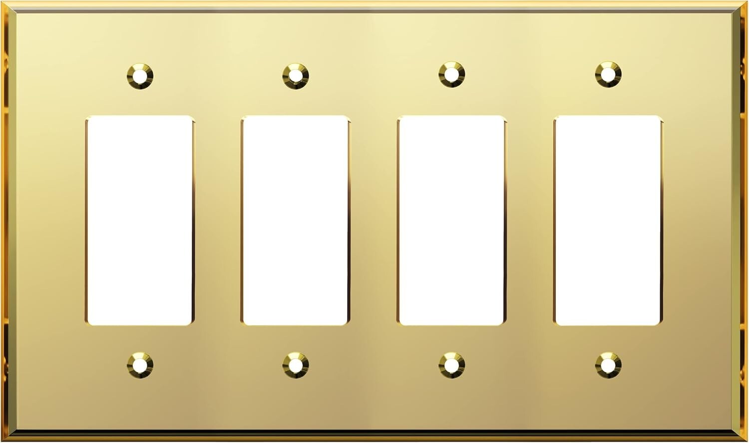 Chic 4-Gang Gold Acrylic Wall Plate with Reflective Finish - Luxe Decor Upgrade
