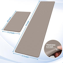 Load image into Gallery viewer, Khaki Waterproof Anti-Fatigue Kitchen Rugs - Set of 2 for Comfort &amp; Safety