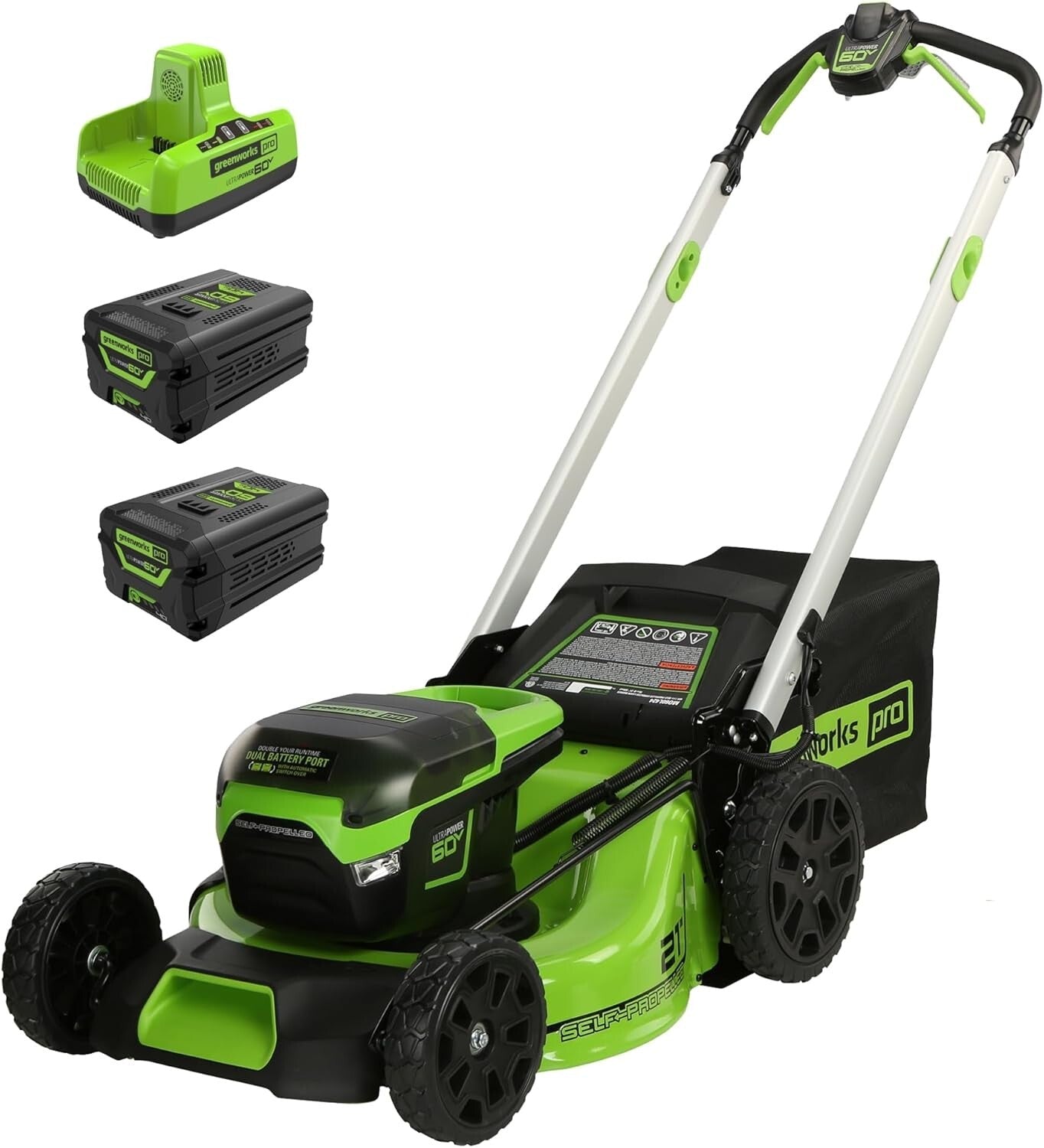 Durable 60V Cordless Lawn Mower with LED Lights & Effortless Self-Propulsion