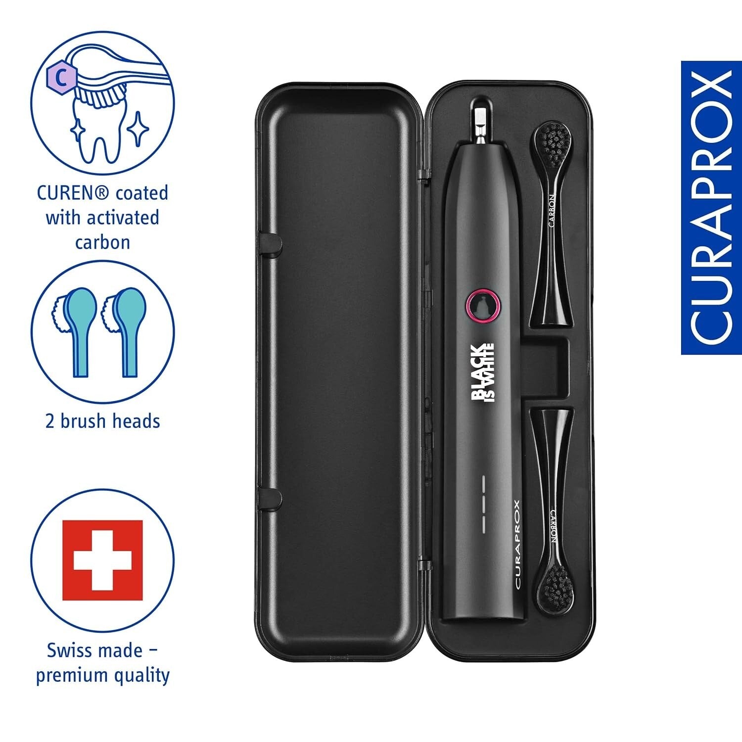 Hydrosonic Electric Toothbrush with Timer, Charger & Travel Case - Black & White