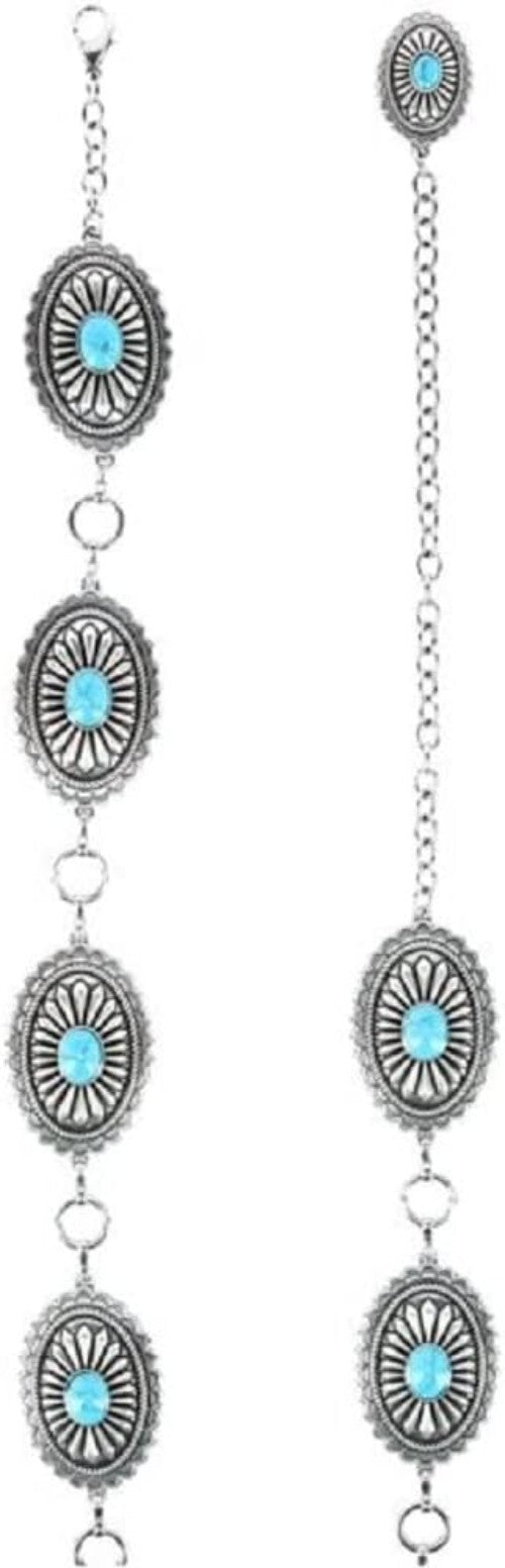 Stylish Women's Silver Concho Belt with Black Center Stones for Western Charm