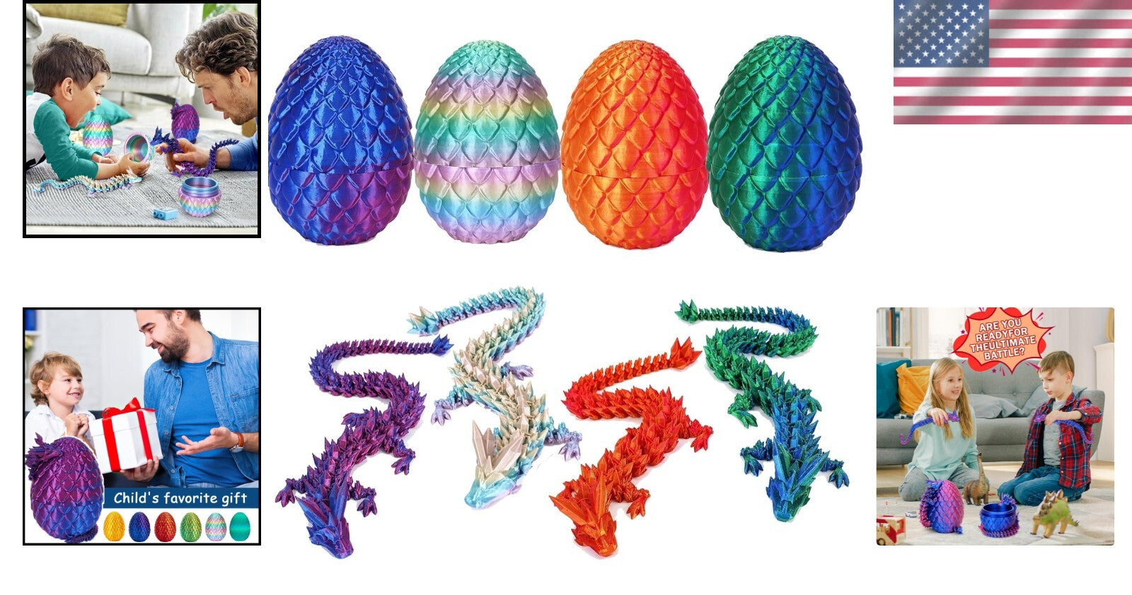 Vibrant 3D Printed Dragon Eggs for Easter - 4 Fun-Filled Toy Surprises