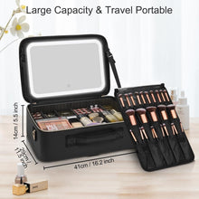 Load image into Gallery viewer, LED Makeup Bag with Adjustable Compartments &amp; Brush Holder - Travel Organizer