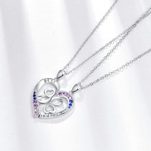 Load image into Gallery viewer, Charming Best Friend Necklaces in Sterling Silver with Heart and Gemstone Detail