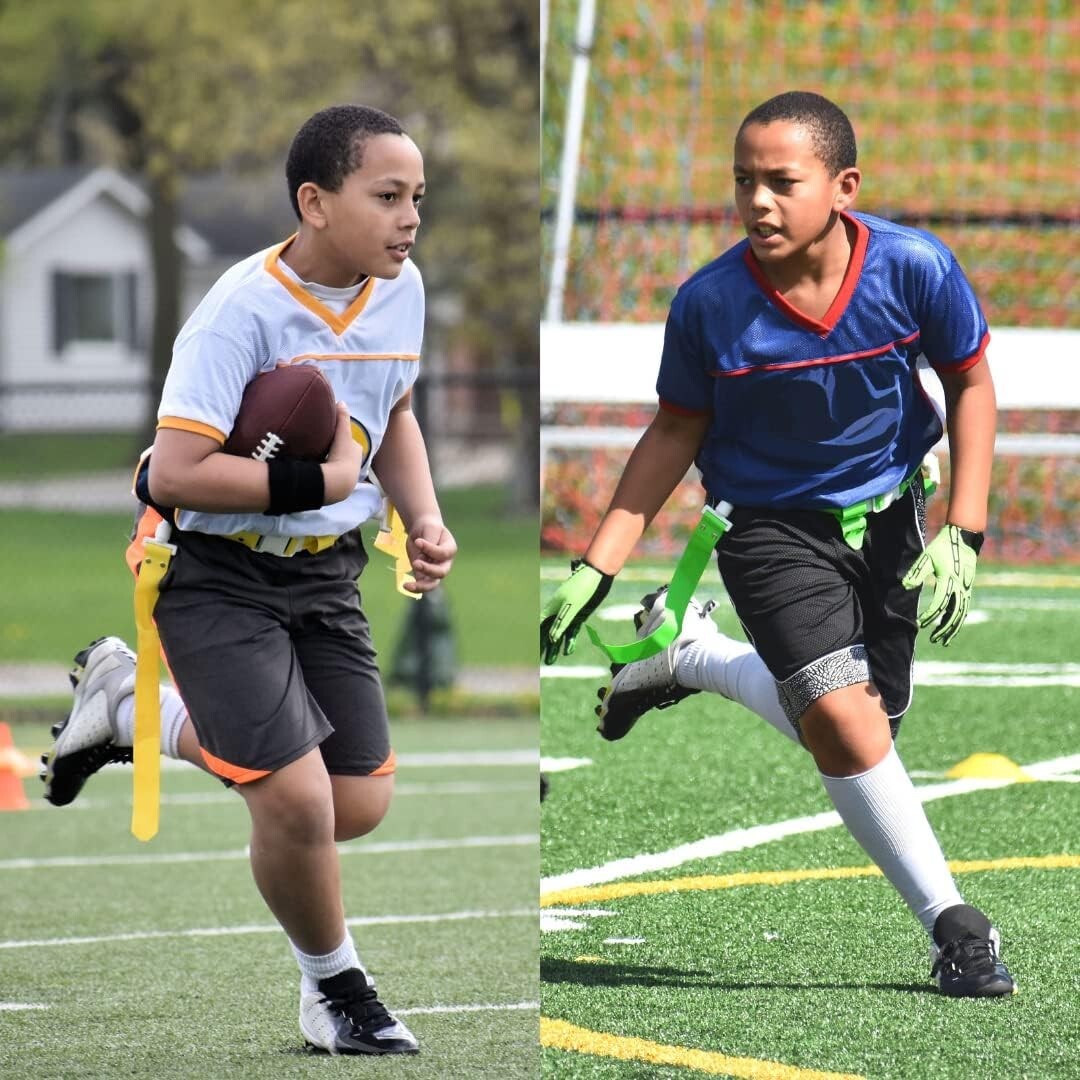 Flag Football Set for 10 Players - 10 Adjustable Belts with Quick-Connect Flags