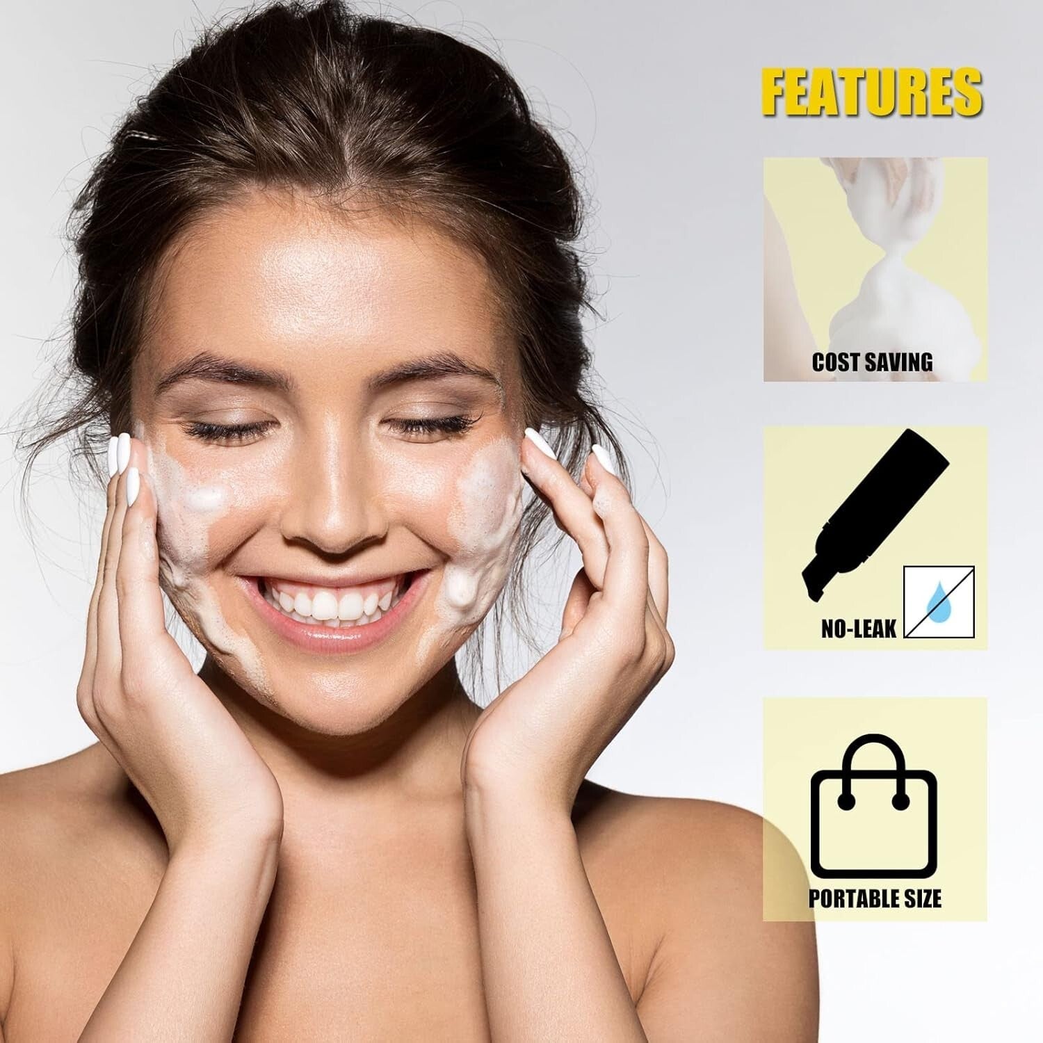 Elegant 50-Pack White Foaming Dispensers with Gold Pump - Perfect for Travel