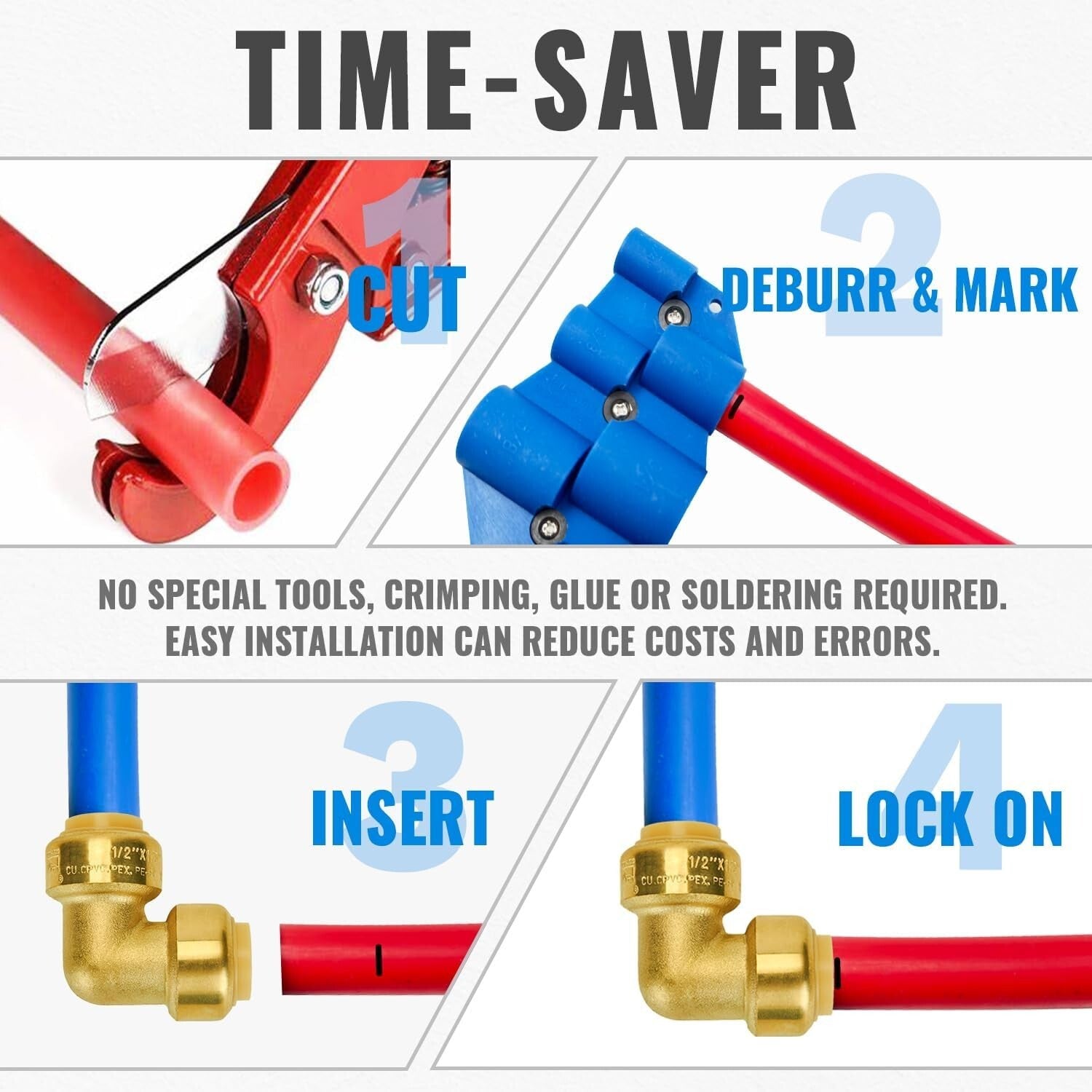 Durable 1/2 Inch 90 Degree Brass Elbows - Push PEX Plumbing Fittings Pack of 12