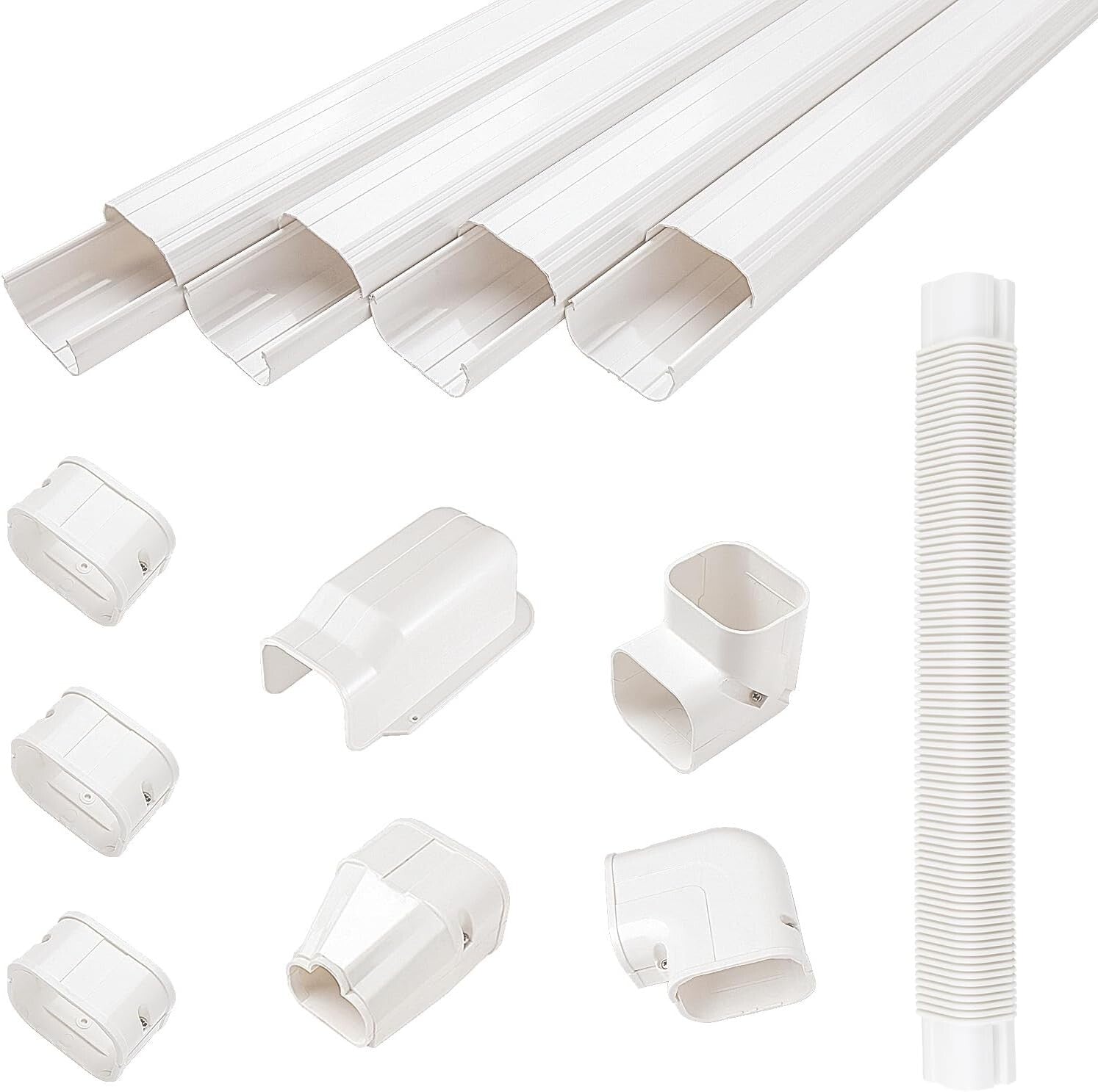 Decorative White Mini Split Line Set Cover Kit - Easy Installation & Neat Design