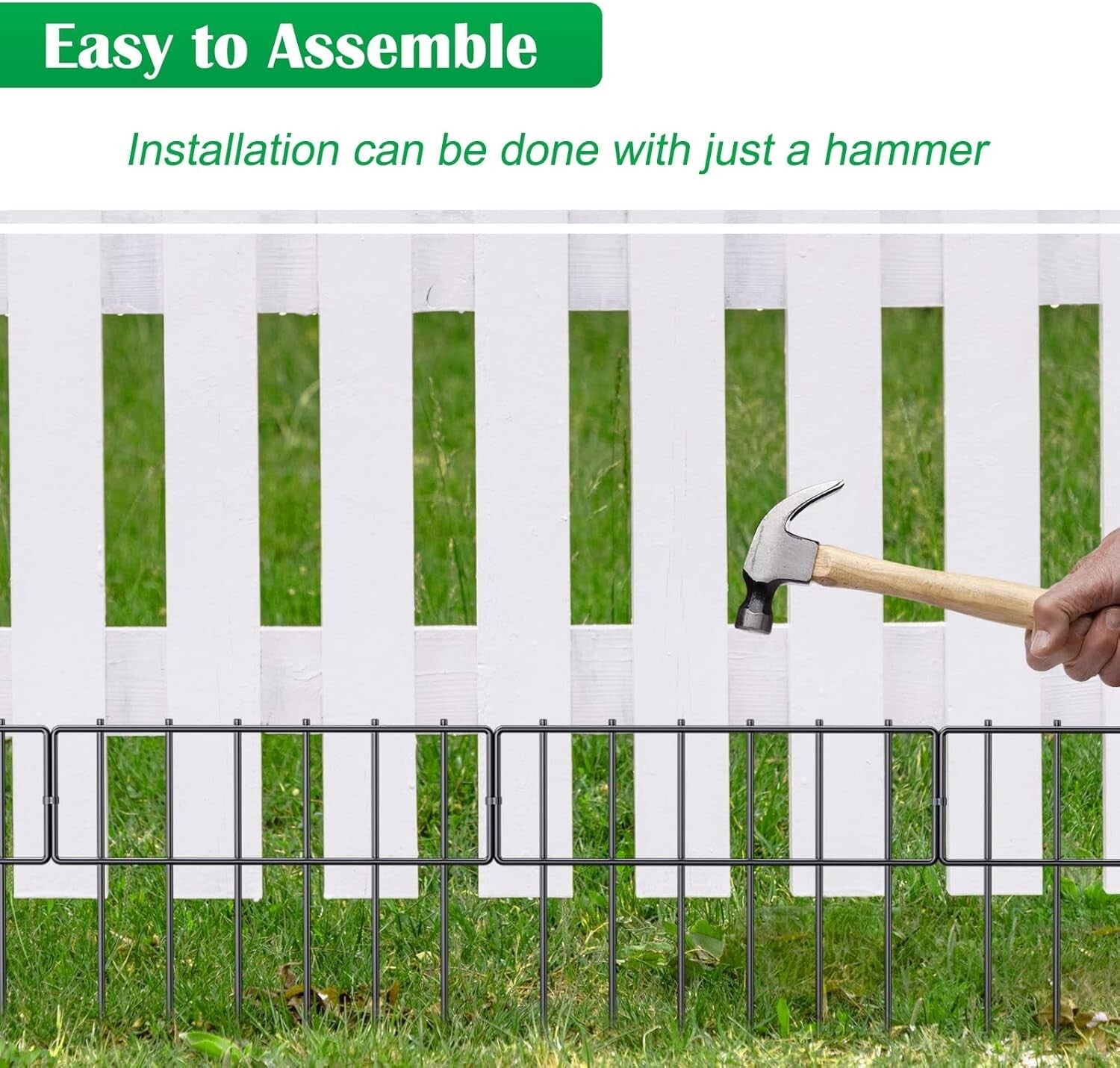 Easy Install Metal Animal Barrier Fence - 25 Panels, 17"H for Garden Protection