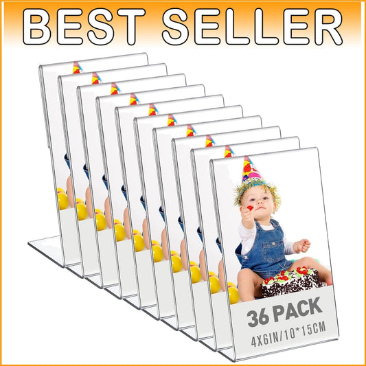 Durable 36-Piece Clear Acrylic Photo & Menu Holder - Effortless Display Solution