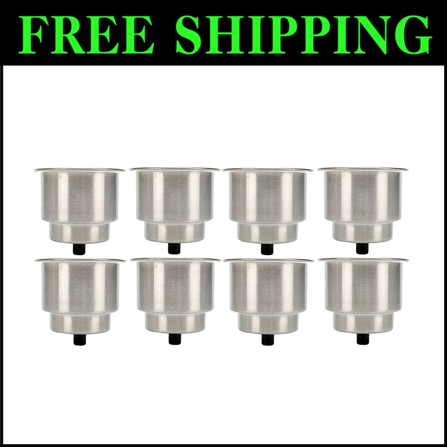 8-Piece Stainless Steel Drink Holders with Drain - Versatile Marine Cup Storage