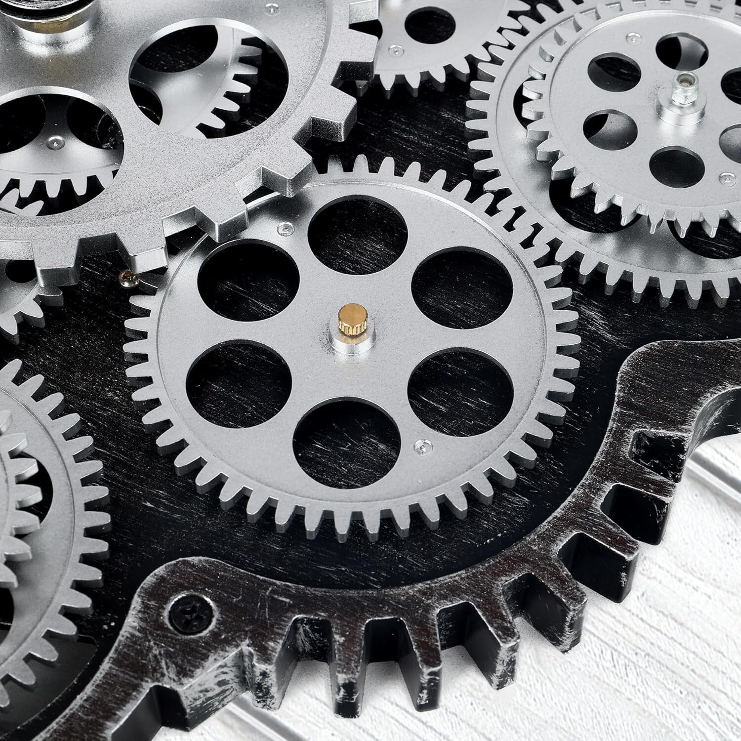 Battery Operated 23'' Wall Clock with Rotating Gears - Stylish Home Accent