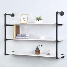 Load image into Gallery viewer, Stylish 48" Wall-Mounted Industrial Shelf - Distressed Metal &amp; Pine Wood Design