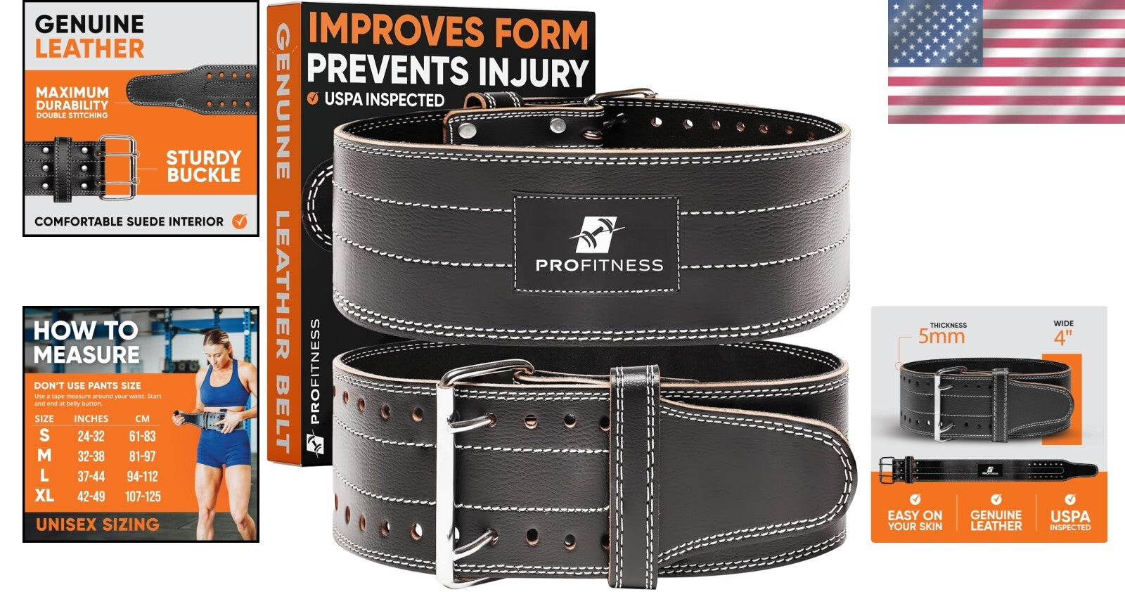 Durable 5mm Leather Weightlifting Belt - Comfort & Support for Weight Training