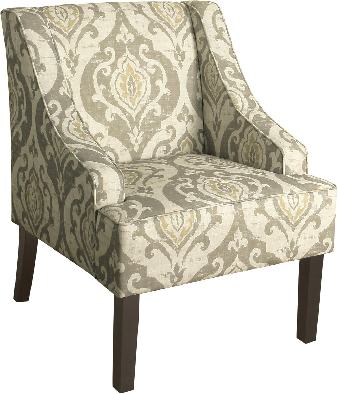 Elegant Suri Brown Upholstered Swoop Arm Accent Chair for Living Room & Bedroom