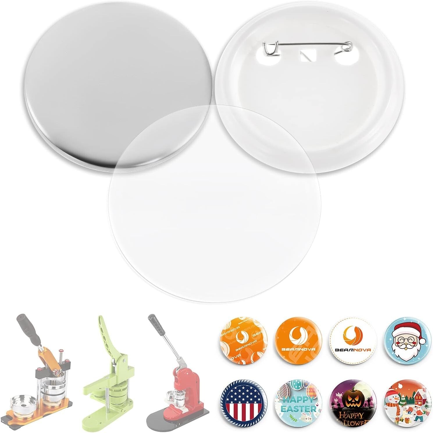 500 DIY Round Button Parts - 2.28 inch Kits for Markets & Creative Projects