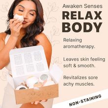 Load image into Gallery viewer, Spa Gift Set: 6 Organic Bath Bombs for Relaxation &amp; Detox - Eucalyptus, Lavender