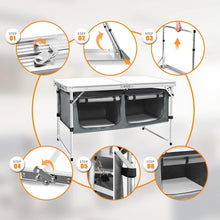 Load image into Gallery viewer, Lightweight Folding Aluminum Table - Adjustable Height with Storage for Outdo...