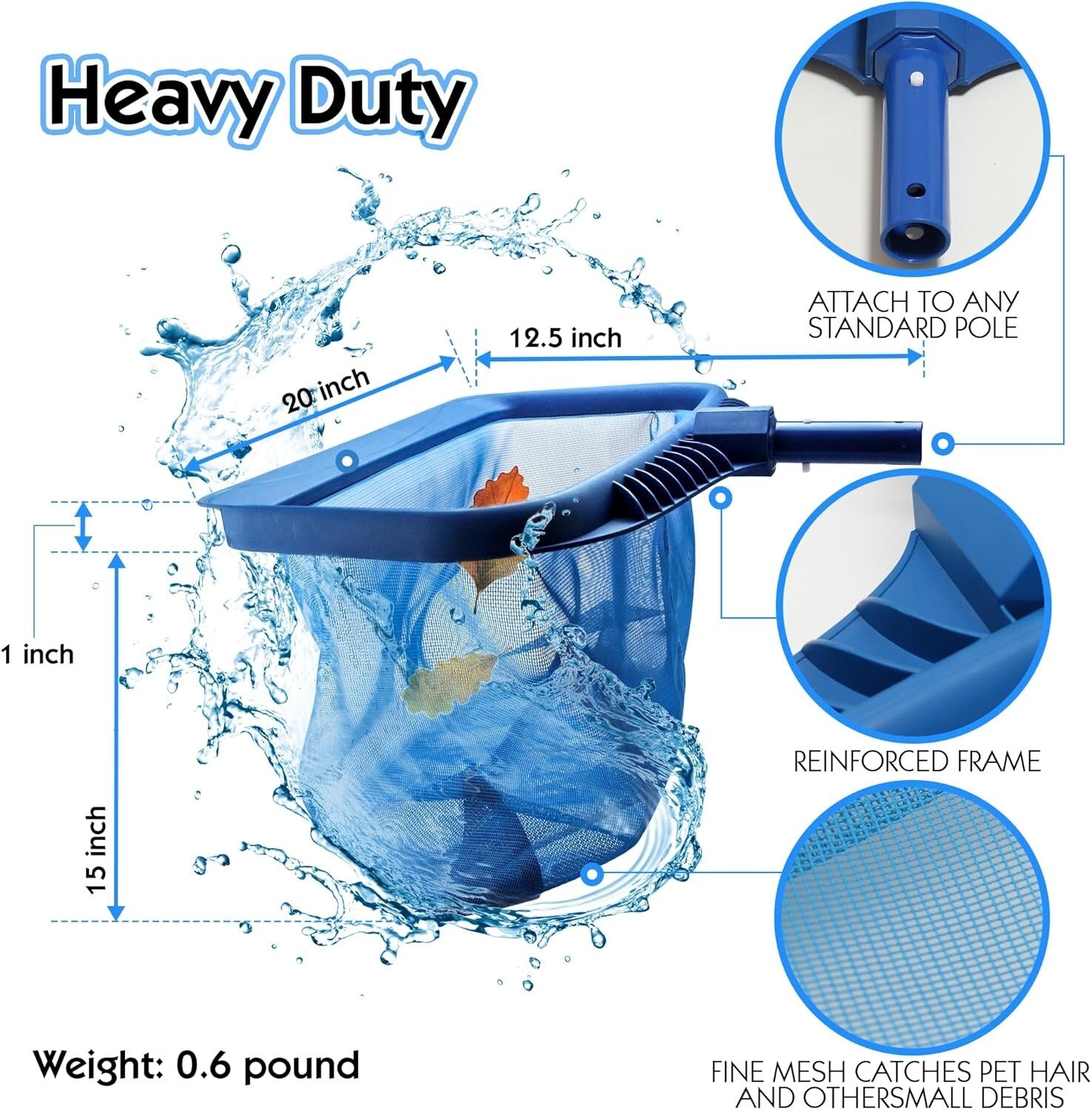 Efficient Pool Cleaner - Heavy-Duty Rake & Fine Mesh Net for Easy Debris Pickup