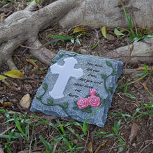 Load image into Gallery viewer, Elegant Solar-Powered Memorial Stepping Stone with Cross and Floral Carvings