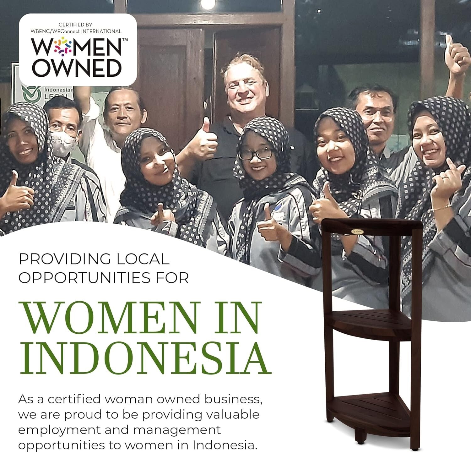 Durable Teak Shower Caddy with Adjustable Feet - Perfect for Corner Spaces