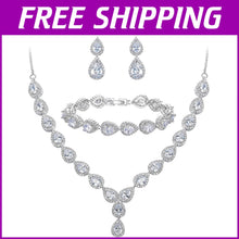Load image into Gallery viewer, Infinity Design CZ Jewelry Set - Necklace, Bracelet &amp; Earrings for Everyday Glam