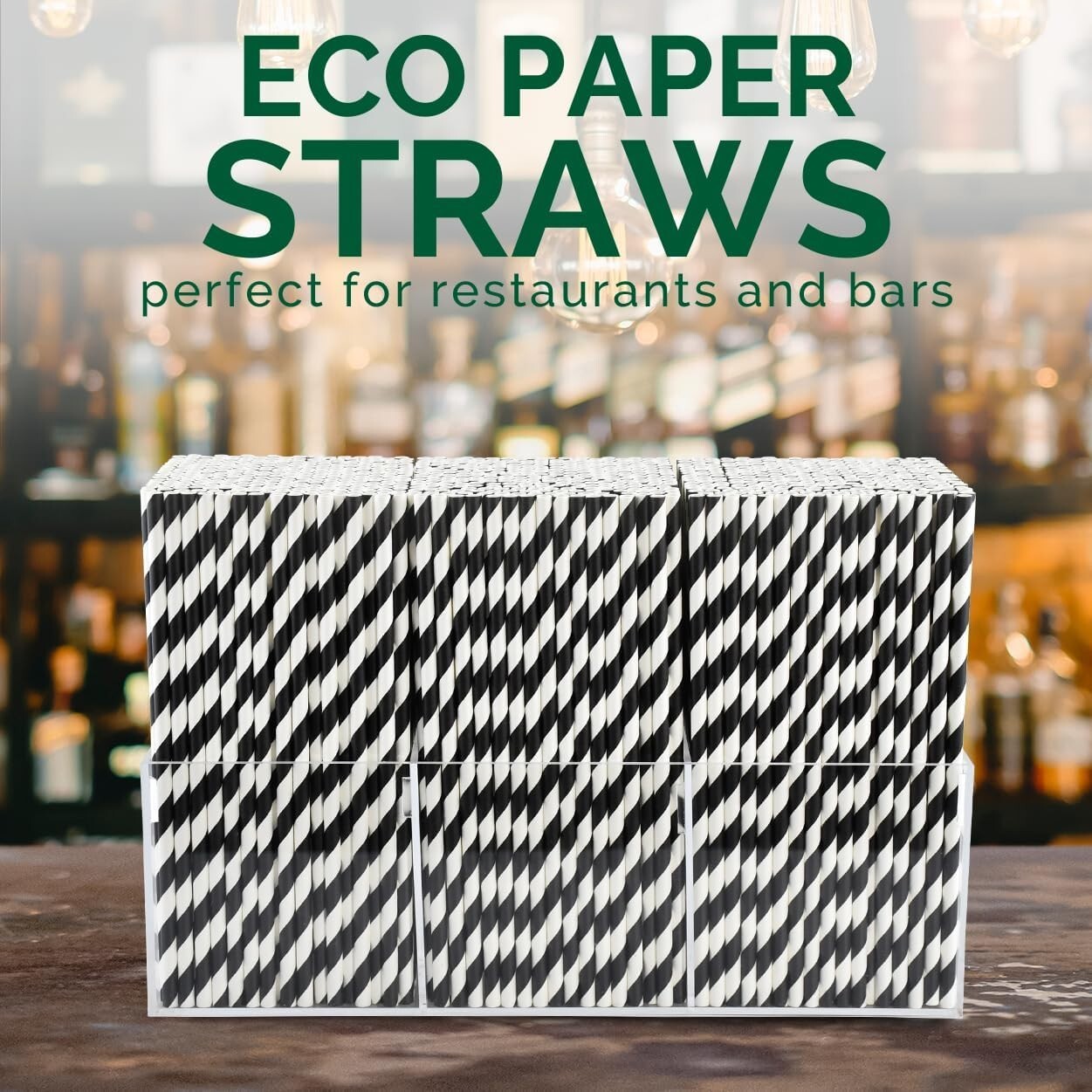 Eco-Friendly 1000 Count Paper Straws - 7.75'' Biodegradable with Striped Design